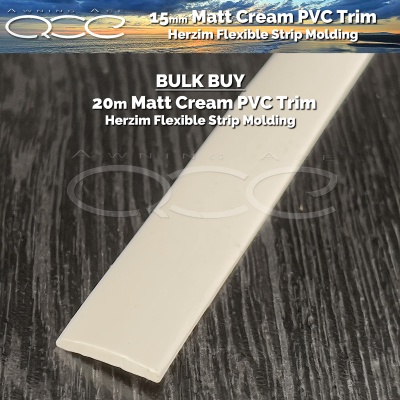 15mm Matt Cream PVC Infill Trim Strip Bulk 20m