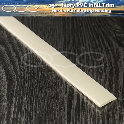 15mm Ivory PVC Infill Finishing Trim Strip (Herzim Molding)