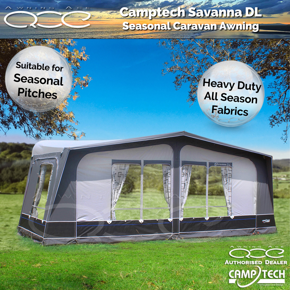 Size 15 Camptech Savanna DL Caravan Awning - awningace.com