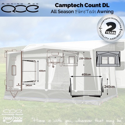 Camptech Count DL Seasonal Fibre Frame Awning