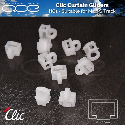 Hinno HC1 Clic Gliders for Maxi 6 Rail Caravan and Motorhome Curtain Tracks