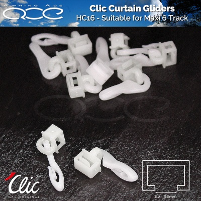 Hinno Clic Curtain Gliders (HC16) Complete With Hooks