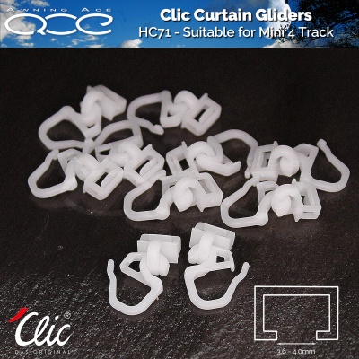 Hinno Clic Gliders with Hooks (HC71) Curtain Gliders 10 Pack