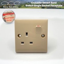 Crusader Mains Outlet Switched Socket Desert Sand Range